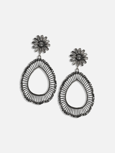 Silver-Plated Artificial Stones Contemporary Drop Earrings