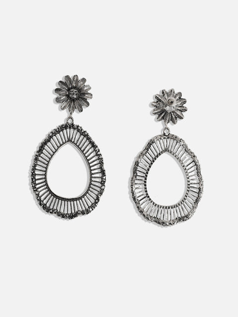 Silver-Plated Artificial Stones Contemporary Drop Earrings