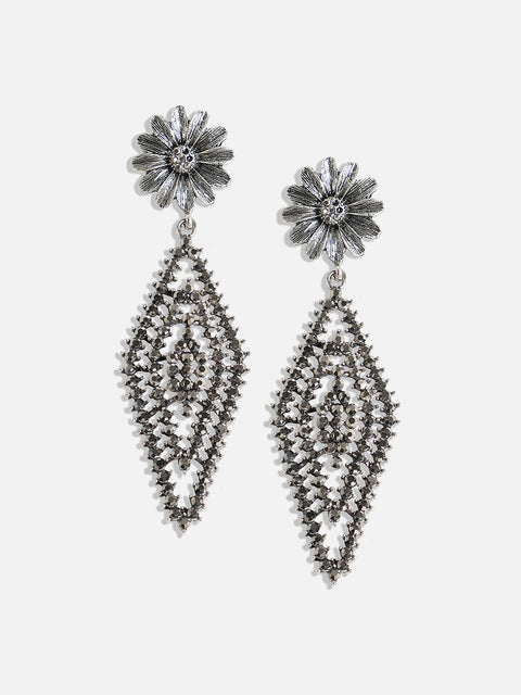 Silver-Plated Stone-Studded Contemporary Drop Earrings