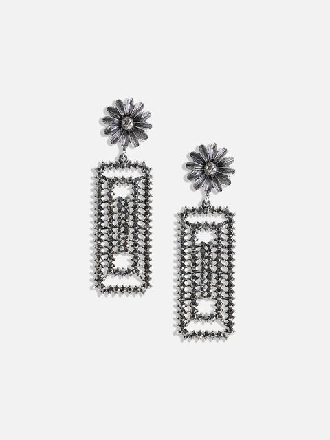 Silver Plated Stone Studded Drop Earrings