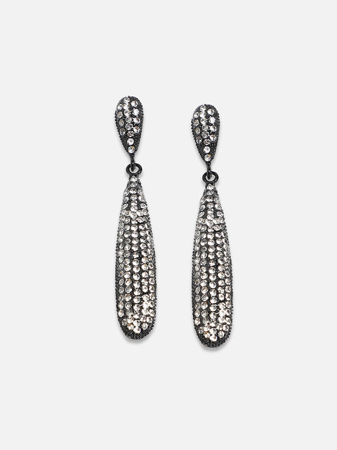 Artificial Stones-Studded Almond Drop Earrings