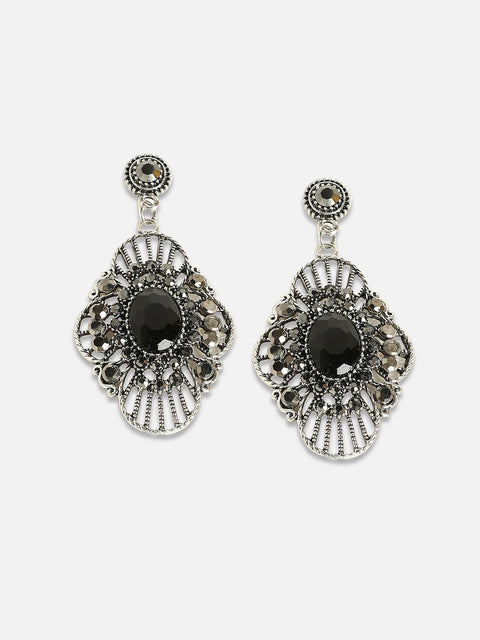 Silver-Plated Contemporary Drop Earrings