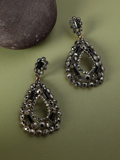 Gold-Plated Artificial Stones Drop Earrings