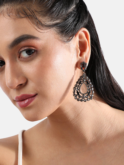 Gold-Plated Artificial Stones Drop Earrings