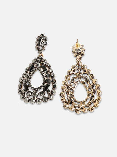 Gold-Plated Artificial Stones Drop Earrings