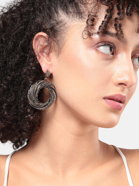 Gold Plated Artificial Stones Studded Drop Earrings