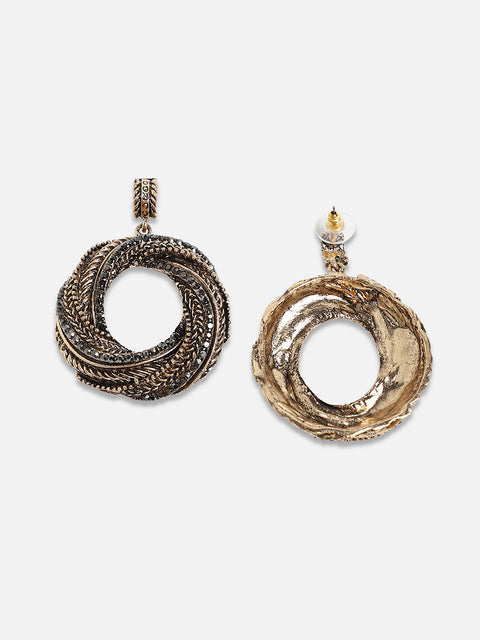 Gold Plated Artificial Stones Studded Drop Earrings