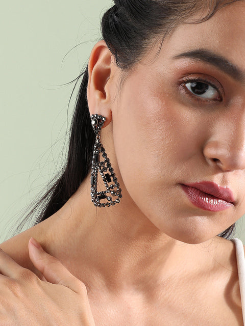 Gold-Plated Artificial Stones Drop Earrings