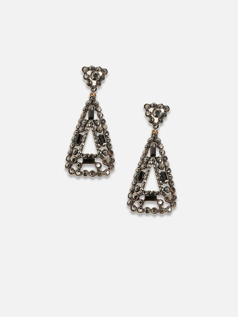 Gold-Plated Artificial Stones Drop Earrings