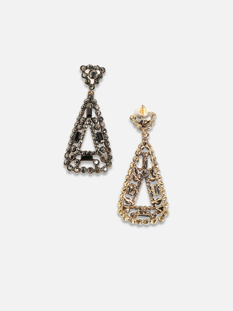 Gold-Plated Artificial Stones Drop Earrings