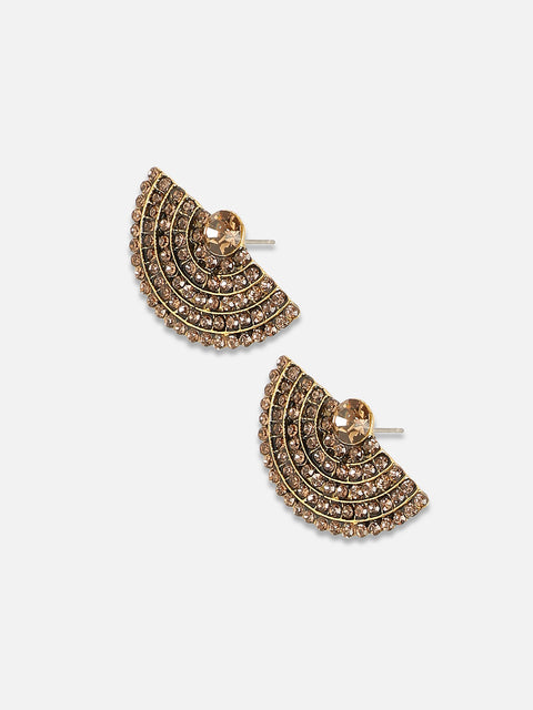 Gold Plated Artificial Stones Studded Studs Earrings