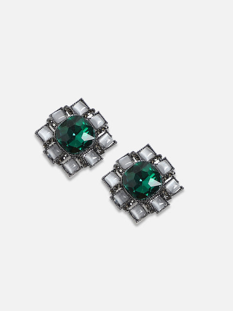 Silver Plated Artificial Stones Studded Studs Earrings