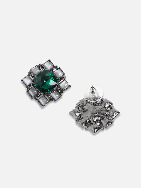 Silver Plated Artificial Stones Studded Studs Earrings