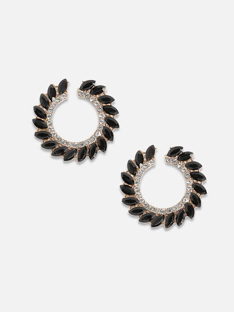 Gold-Plated Crystals Circular Studs Earrings