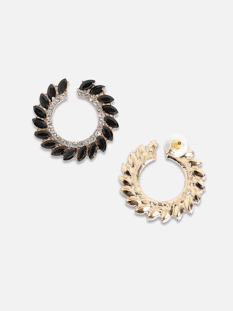Gold-Plated Crystals Circular Studs Earrings