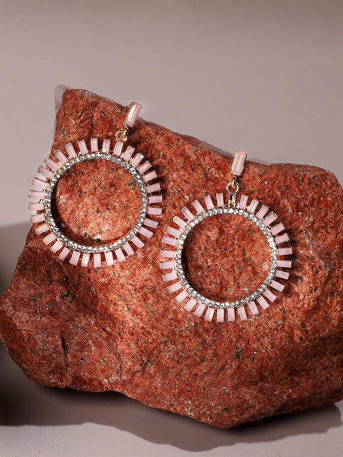 Silver-Plated Crystal-Studded Drop Earrings