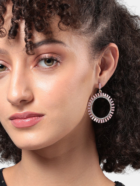 Silver-Plated Crystal-Studded Drop Earrings