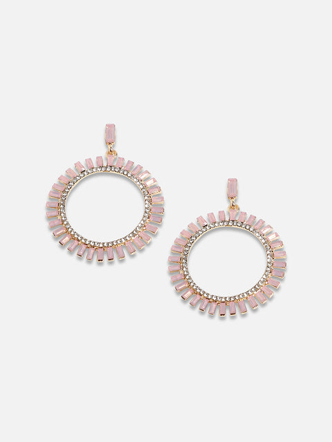 Silver-Plated Crystal-Studded Drop Earrings