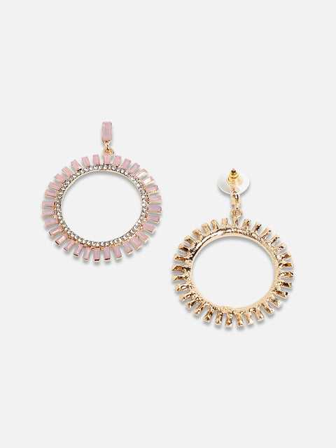 Silver-Plated Crystal-Studded Drop Earrings