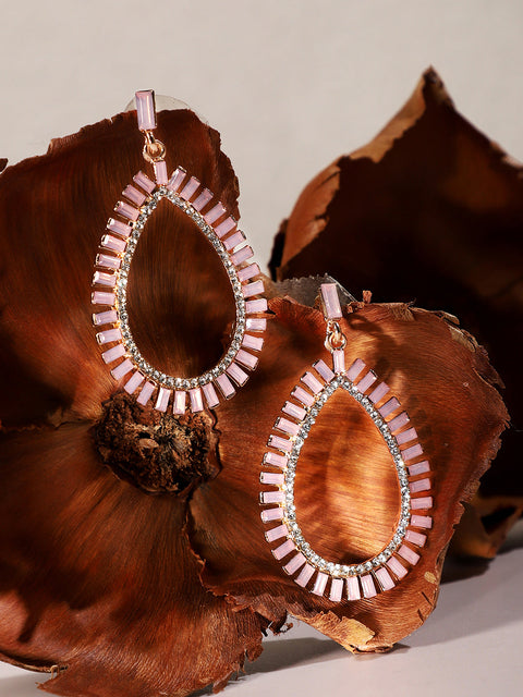 Gold-Plated Teardrop Shaped Drop Earrings