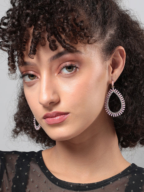 Gold-Plated Teardrop Shaped Drop Earrings