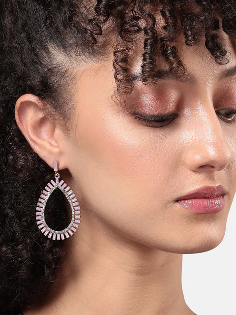 Gold-Plated Teardrop Shaped Drop Earrings