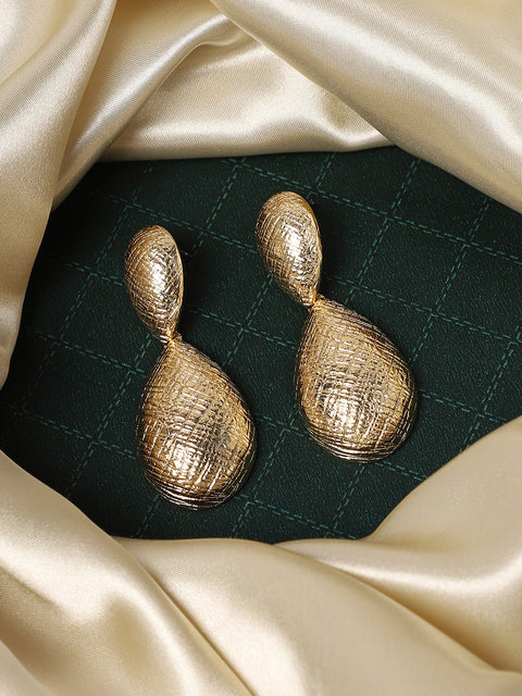 Gold-Plated Contemporary Drop Earrings