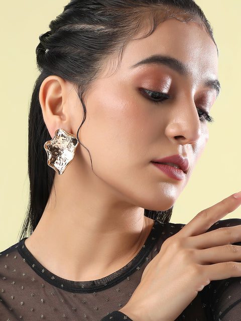 Gold-Plated Contemporary Studs Earrings