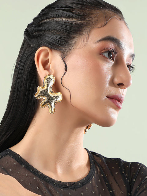 Gold-Plated Contemporary Drop Earrings