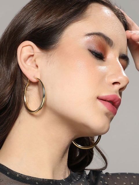 Gold-Plated Circular Hoop Earrings