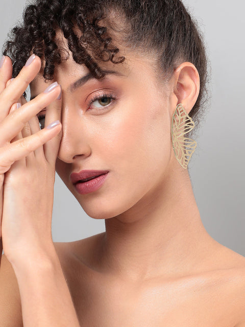 Gold-Plated Contemporary Drop Earrings