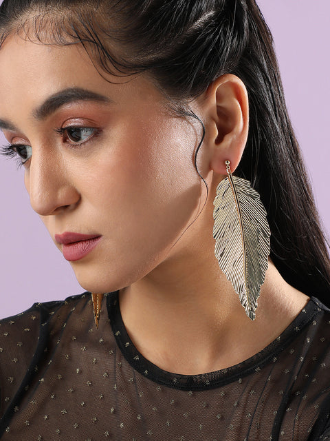 Gold-Plated Contemporary Drop Earrings