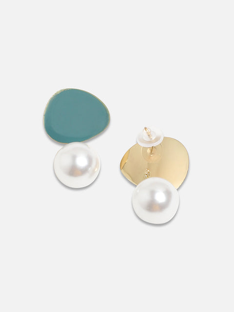 Artificial Beads Gold-Plated Drop Earrings