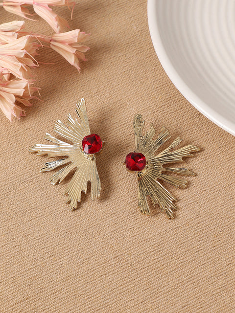 Artificial Stones Gold-Plated Drop Earrings