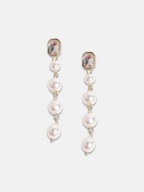 Gold-Plated Contemporary Drop Earrings