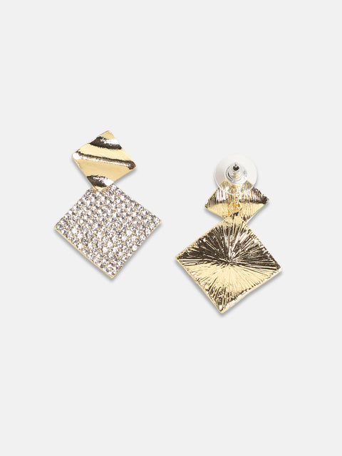 Gold-Plated Contemporary Drop Earrings