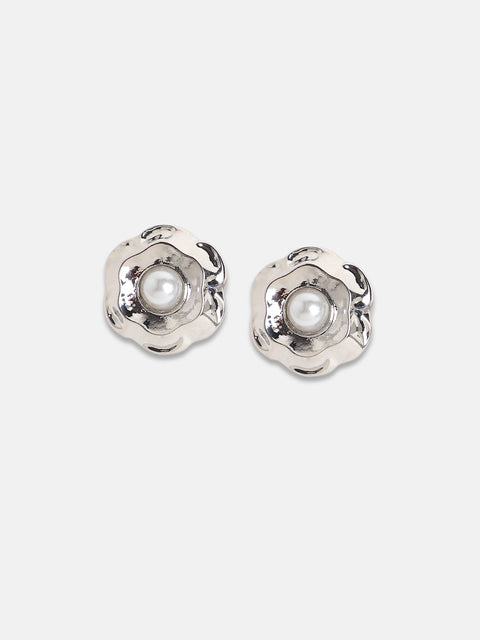 Silver-Plated Pearls Beaded Studs Earrings