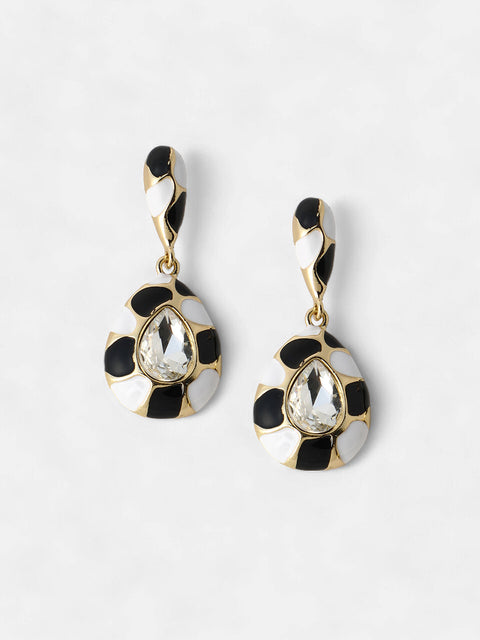 Women's The Cleo Drop Earrings - Onyx Black:Chalk White