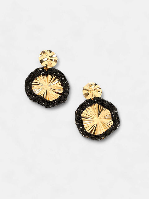 The Revolving Mirror Drop Earrings - Onyx Black-SOHIER8970