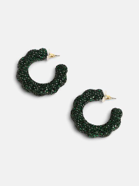 The Jingle Hoop Earrings - Emerald Green-SOHIER8976