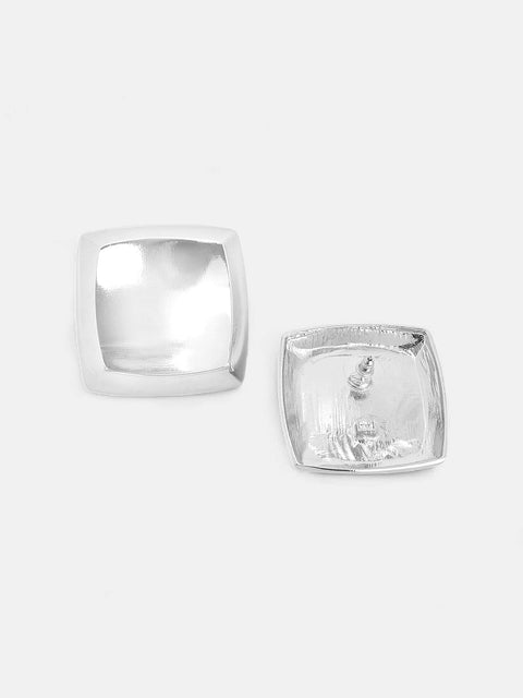 The Slab Drop Earrings - Metallic Silver-SOHIER8977