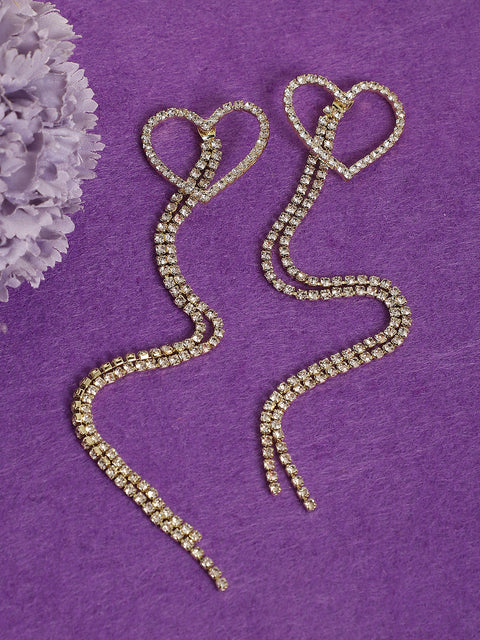 Gold-Plated Heart Shaped Drop Earrings