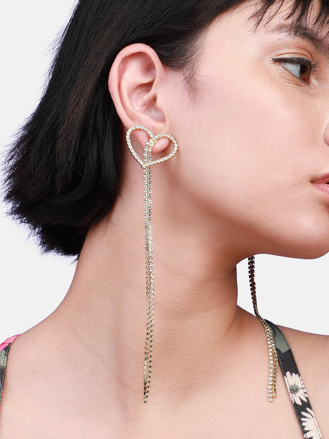 Gold-Plated Heart Shaped Drop Earrings
