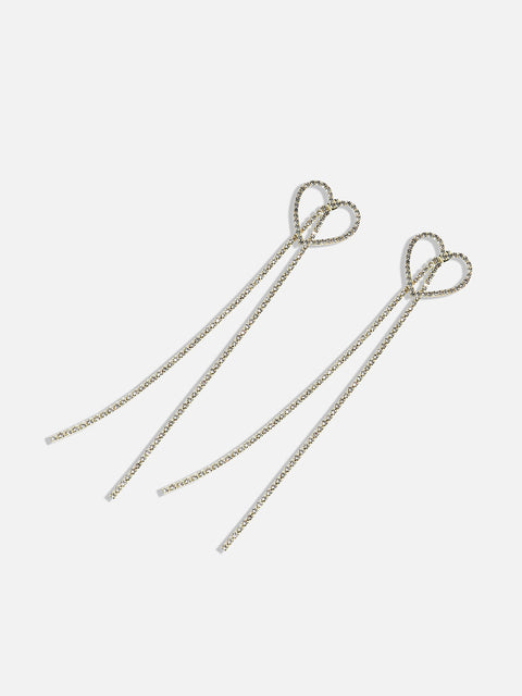Gold-Plated Heart Shaped Drop Earrings