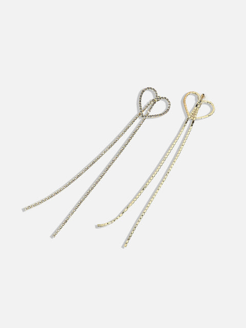 Gold-Plated Heart Shaped Drop Earrings