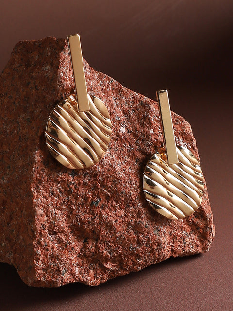 Gold-Plated Contemporary Drop Earrings