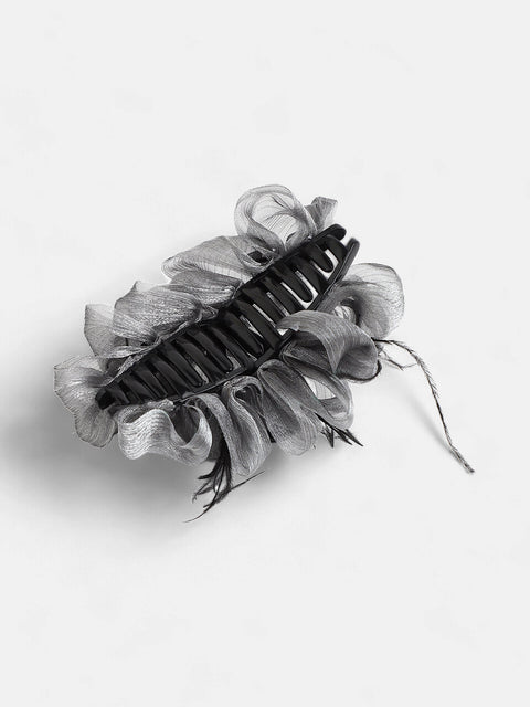 The Ruched Claw Clutch - Charcoal Grey-SOHIHC1001