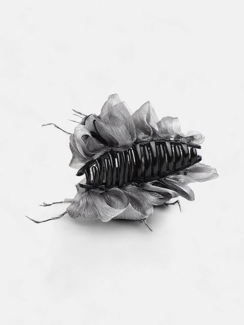 The Ruched Claw Clutch - Charcoal Grey-SOHIHC1001