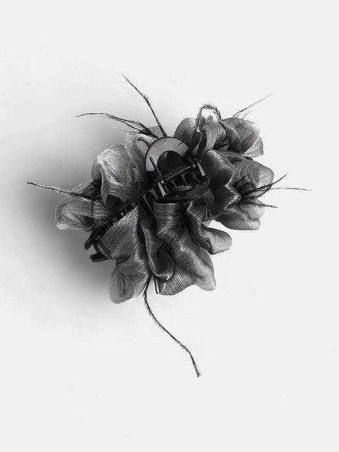 The Ruched Claw Clutch - Charcoal Grey-SOHIHC1001