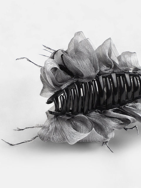 The Ruched Claw Clutch - Charcoal Grey-SOHIHC1001